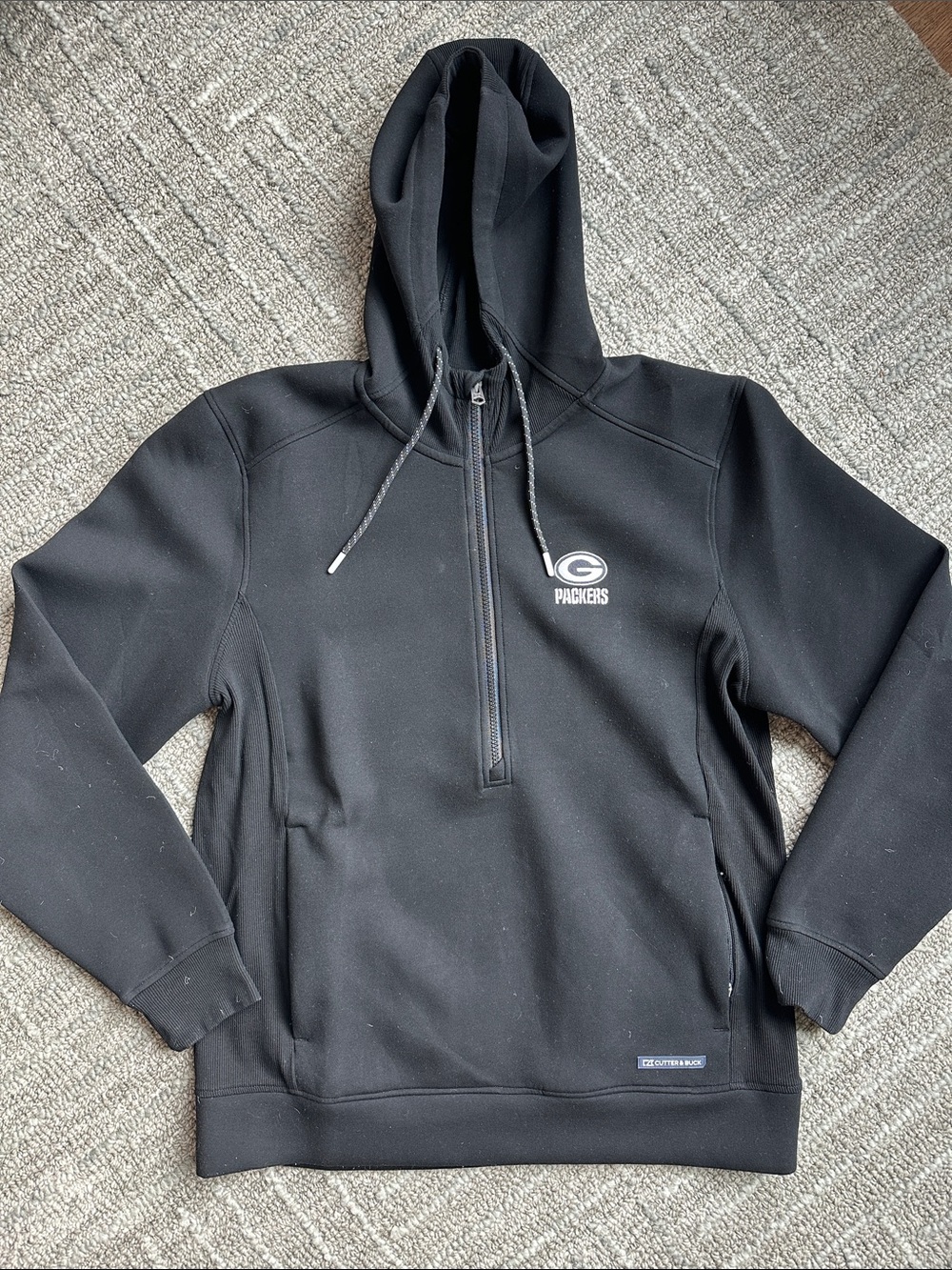 Cutter & Buck Black Packers Half-Zip Hoodie